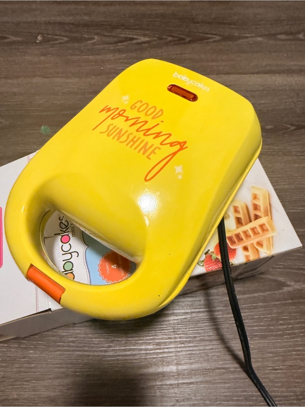 Yellow 'Good Morning Sunshine' Babycakes Waffle Maker